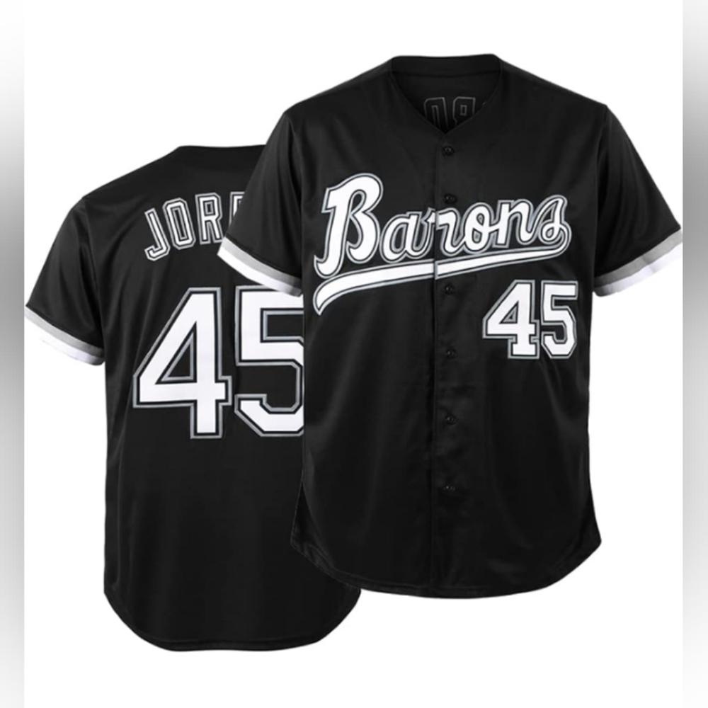 Michael Jordan Birmingham Barons Black Baseball Jersey #45 / White Sox / NEW